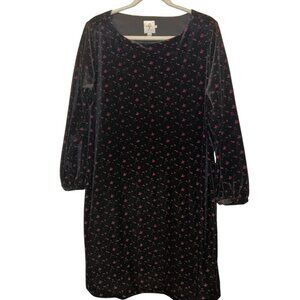 HATCH maternity the NINES black velour velvet pink rosebud print dress L